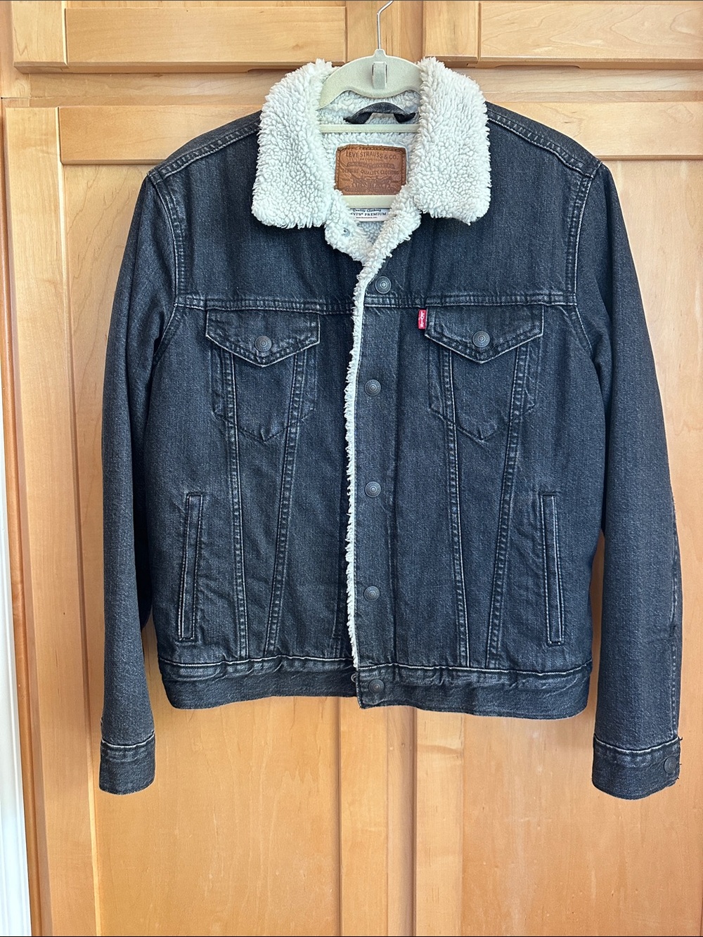 Levi's Black Denim Sherpa Collar Jacket